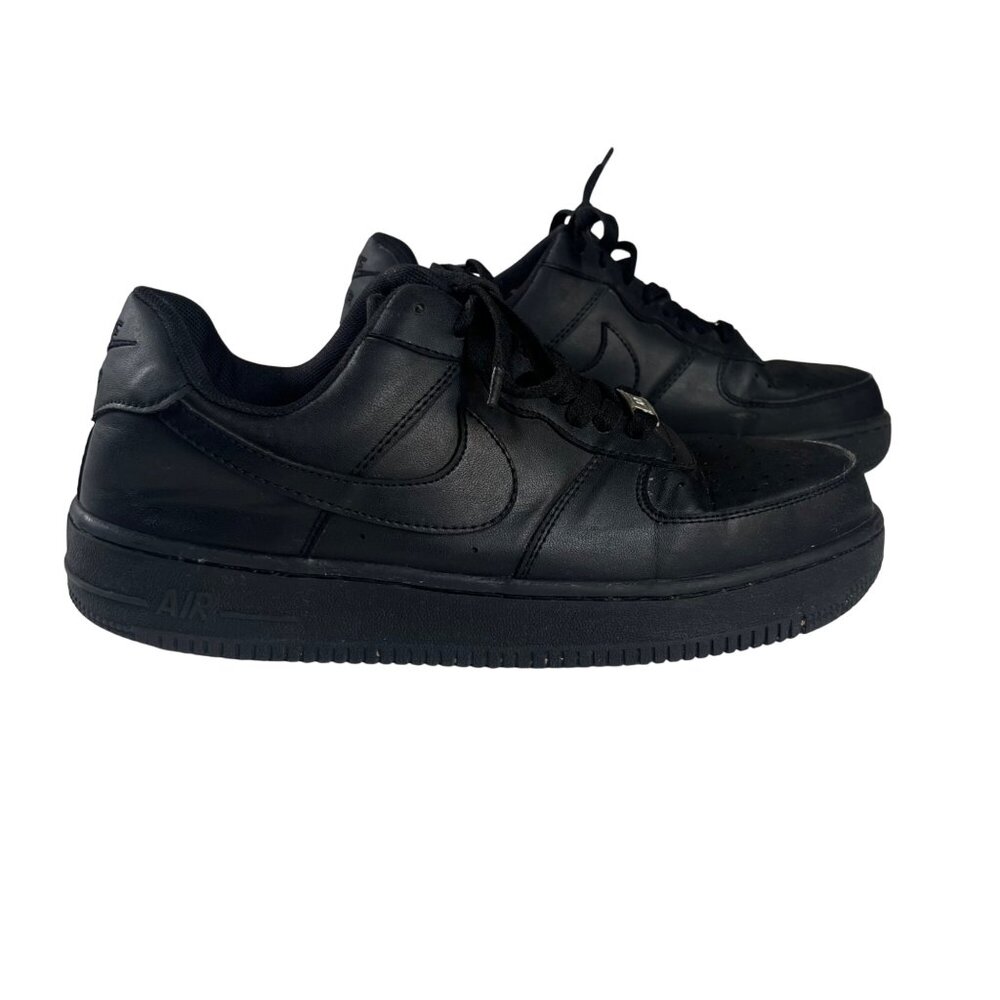 Nike Air Force 1 Leather Sneakers Low Mens Size 11 Black Shoes Lace Up
